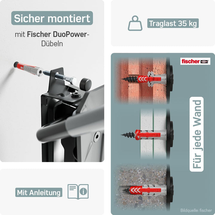 Borgen Fahrrad Wandhalterung Schwenkbar bis 35kg - Platzsparende Fahrradhalterung Wand Vertikal - In