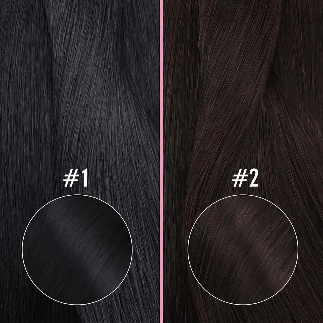 YoungSee Nanoring Extensions Echthaar Schwarz 55cm Nanoring Extensions 1g/s Nano Beads Hair Extensio