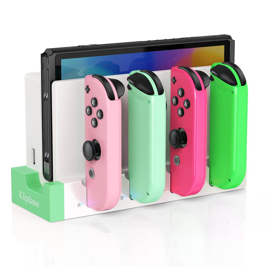 Ladestation kompatibel mit Nintendo Switch & Switch OLED Modell Joycons, Switch Controller Ladegerät