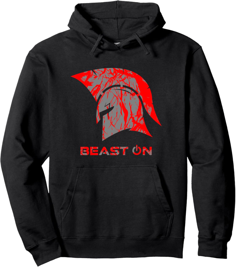 Spartaner Helm | Beast ON | GYM Motivation Fitness Sprüche Pullover Hoodie