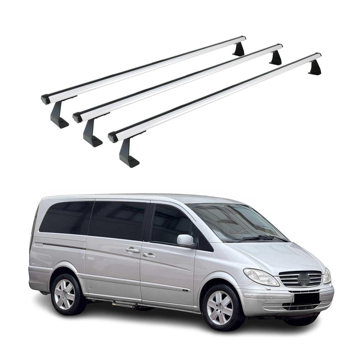OMAC Heavy Duty Dachträger Querträger kompatibel mit Mercedes Vito W639 2003-2014 – 3 Stangen – Alum
