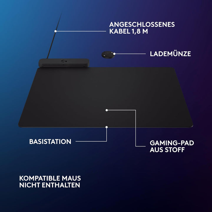 Logitech G POWERPLAY 2, Kabelloses Lade-Mauspad für kompatible Logitech G Gaming-Mäuse, 34,5 x 28,4