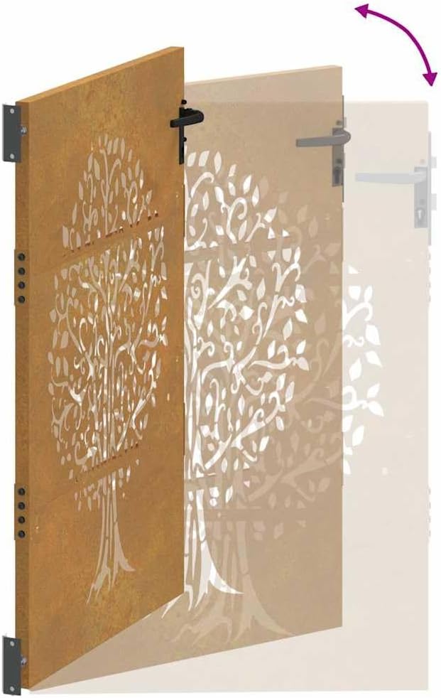 vidaXL Gartentor 85x150 cm Cortenstahl Baum-Design 85 x 150 cm, 85 x 150 cm
