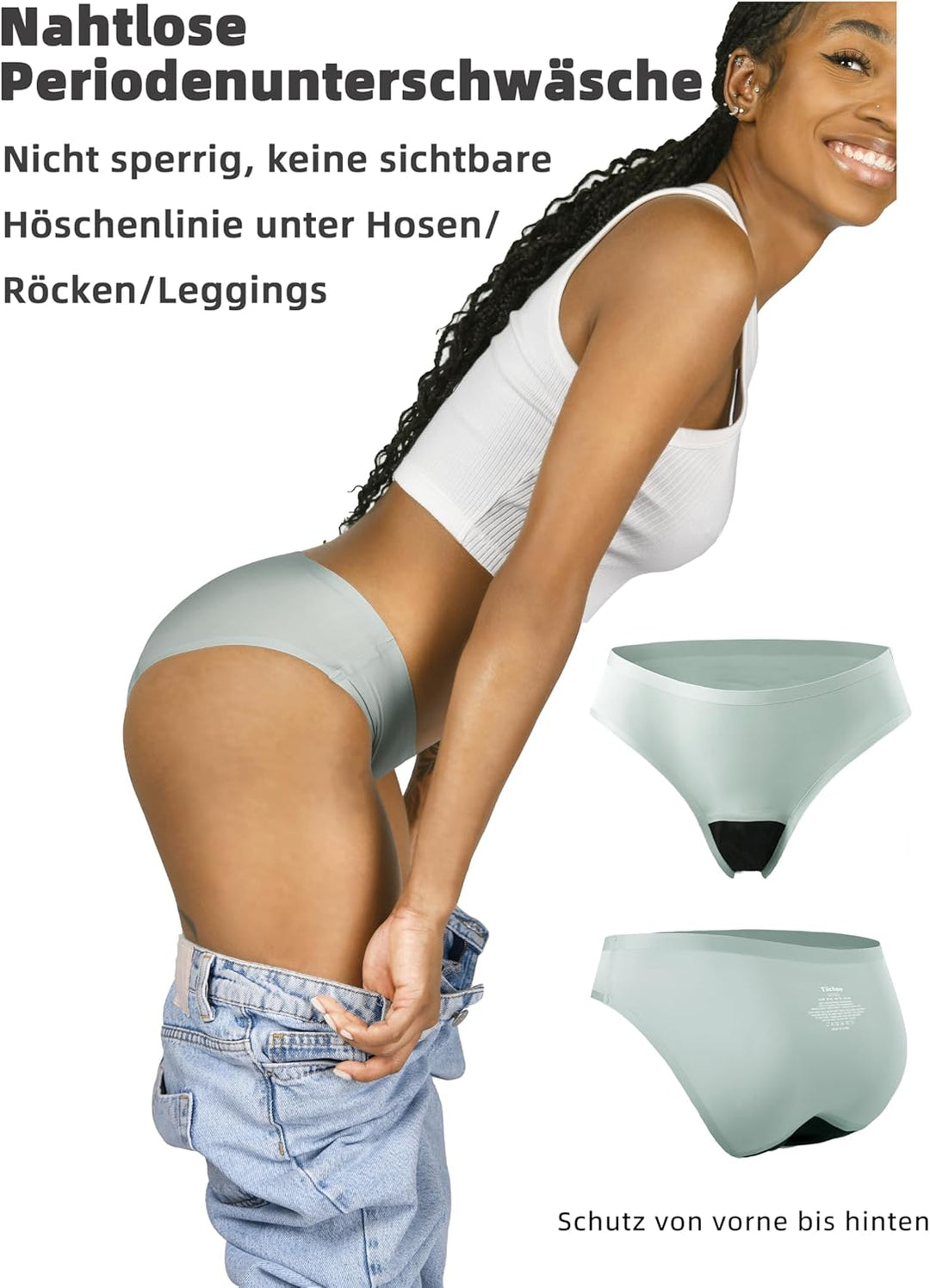 TIICHOO Periodenunterschwäsche Damen Nahtlos Bequeme Perioden Bikini Menstruationsunterwäsche 5er Pa
