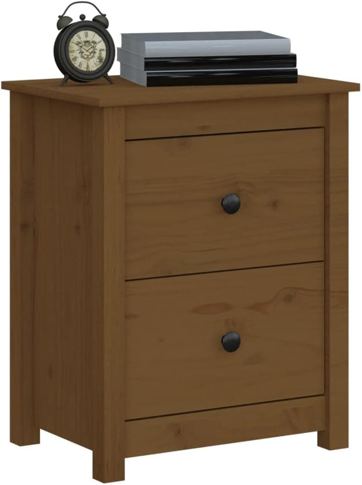 FIRBNUS Bedside Table Nachtkonsole Beistelltisch mit Stauraum Night Stand Nachttische 2er Set Honigb