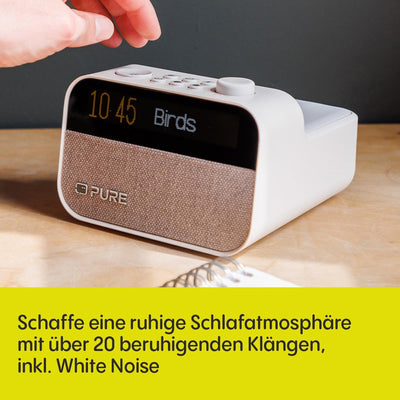 Pure Moment Charge – Radiowecker mit Wireless-Ladepad, DAB+/FM, Bluetooth, natürlichen Klängen, Whit