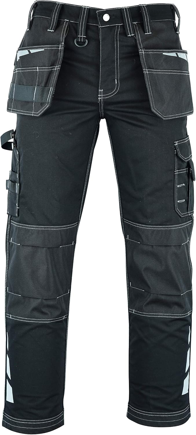 MS9 Herren Arbeitshose Bundhose Cargohose mit Holstertaschen Werkzeugtaschen Multifunktions und Knie