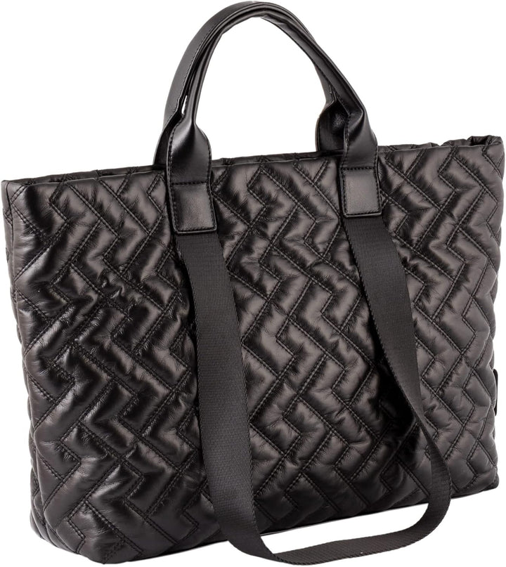 camel active Damen Gabor Bags Haley Shopper Umhängetasche Reissverschluss Gross Silber Schwarz, Schw