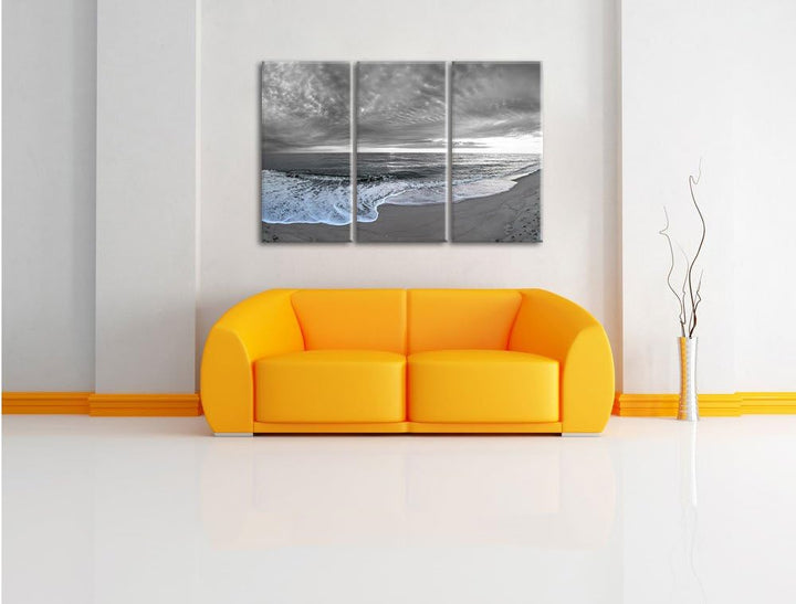 Pixxprint Strandufer B&W Detail 3-Teiler Leinwandbild 120x80 Bild auf Leinwand