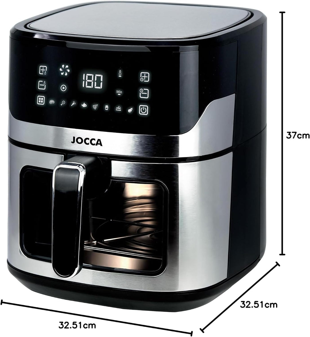 JOCCA - Heissluftfritteuse 6,5L Heissluftfritteuse | Ölfreie Fritteuse 1600W| Luftfritteuse| Air Fry