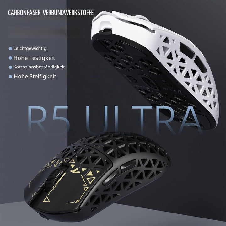 ATTACK SHARK R5 Ultra Carbonfaser Gaming-Maus, 39g Superlight, 8000Hz Kabellose Mouse, 42000 DPI, PA