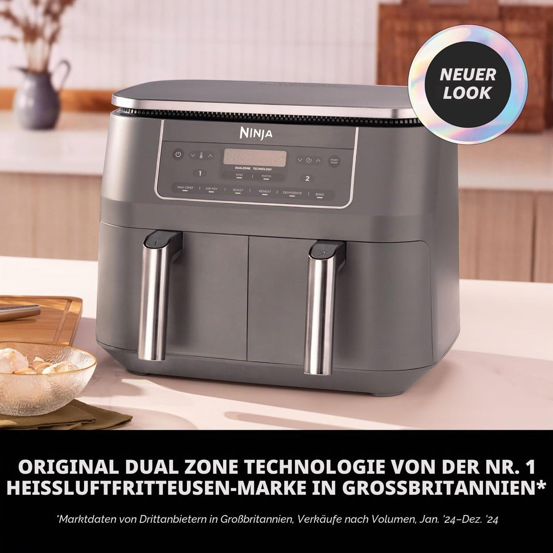 Ninja Dual Zone Digital Air Fritteuse, 2 Schubladen, 7,6 l, 6-in-1, verwendet kein Öl, Air Fry, Max