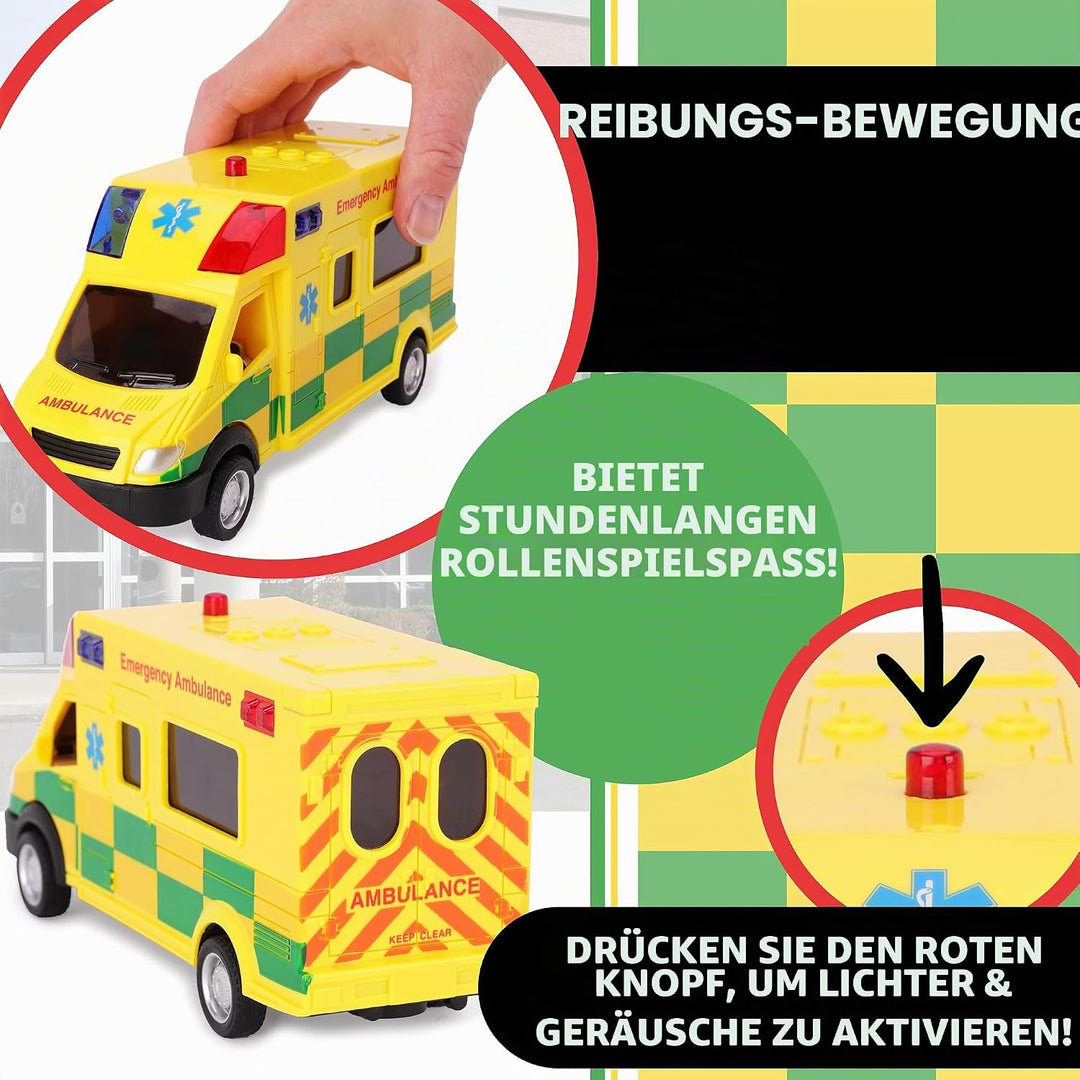 Toyland® Notfall-Krankenwagen Spielzeug mit Licht und Sound - Massstab 1:40 - Spielfahrzeug - ab 3 J