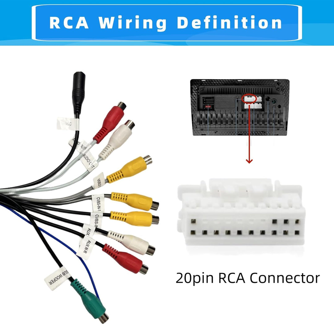 20 Pin RCA Stecker Stereo Audio Video AUX Adapterkabel für Android Autoradio RCA Kabelbaum mit Subwo