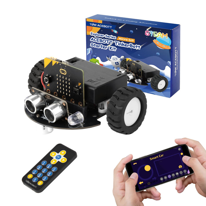 Robotik für Kinder im Alter von 8–12 Jahren 12–16, ACEBOTT Smart Robot Car Kit Kompatibel mit BBC Mi