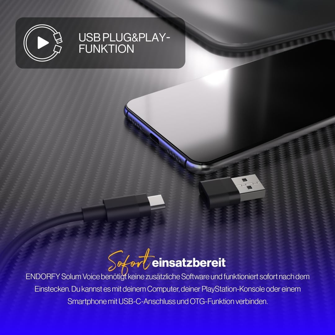 ENDORFY Solum Voice, Gaming Mikrofon PC, Podcast und Streaming, RGB-Beleuchtung, USB Plug & Play, Ta