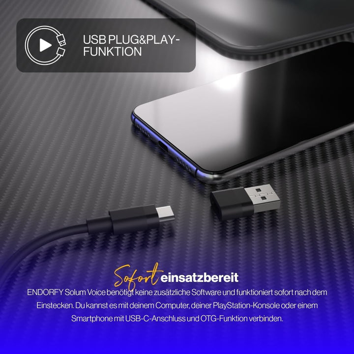 ENDORFY Solum Voice, Gaming Mikrofon PC, Podcast und Streaming, RGB-Beleuchtung, USB Plug & Play, Ta