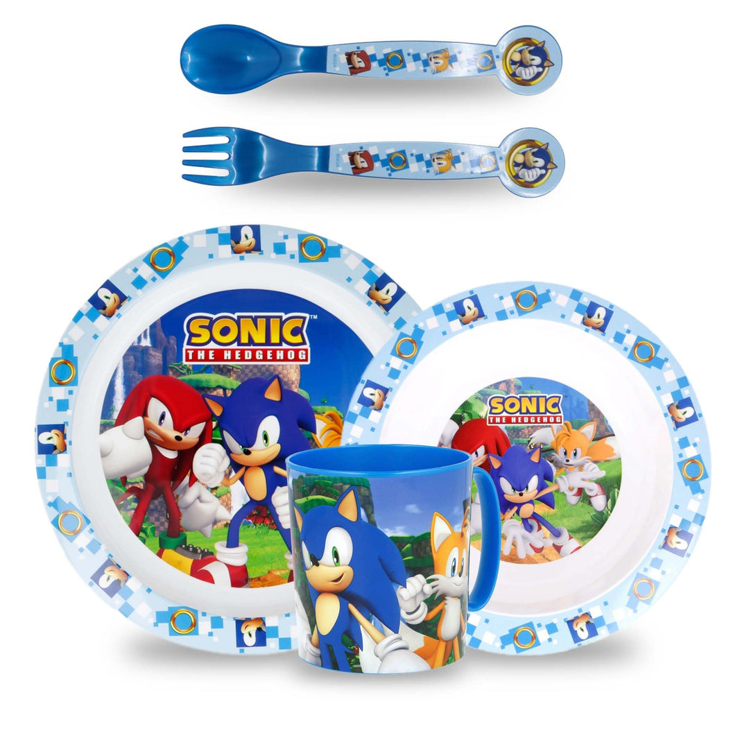 Kindergeschirr Set Sonic, Wiederverwendbares geschirr Set, Kinder Essgeschirr Plastik Microwaveable