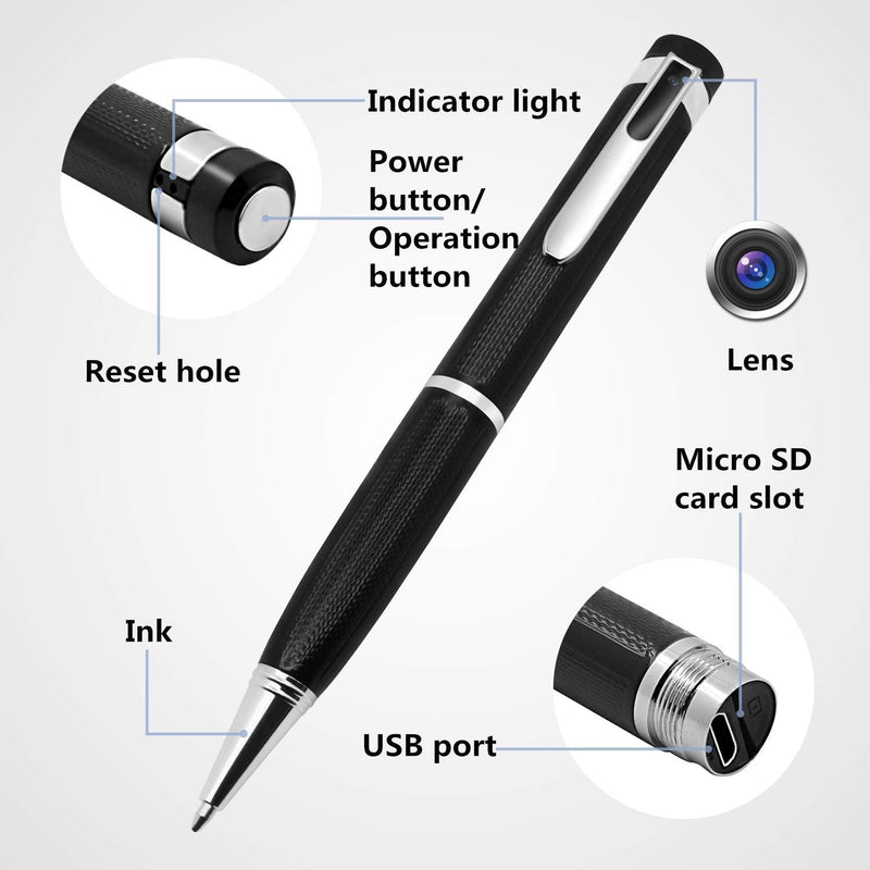 Igzyz 1080P Stift Mini-Kameras,Bewegungserkennung kostenlose 32 GB SD eingebaute und 5 Tinten, Stimm