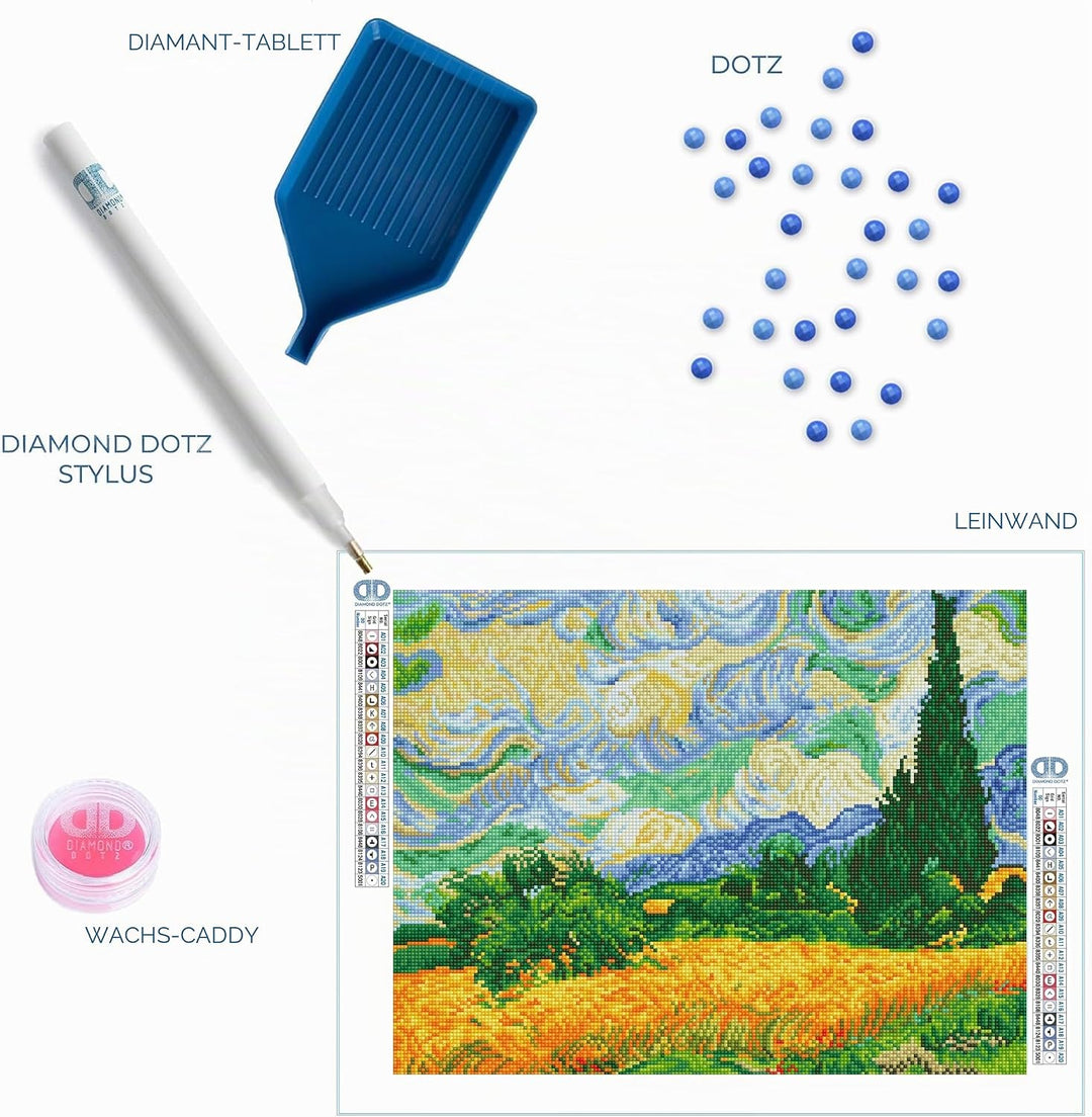 Diamond Dotz DD9-024 Weizenfeld (Van Gogh), ca. 51 x 39 cm gross, Diamond Painting, Malen mit Diaman