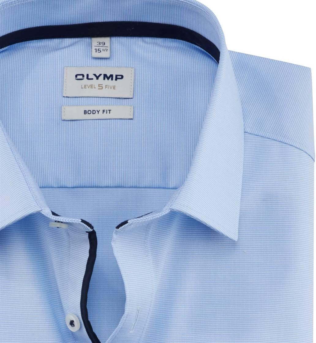 OLYMP Herren Businesshemd Langarm Level Five,Einfarbig,Body fit,New York Kent-2 37 Hellblau, 37 Hell
