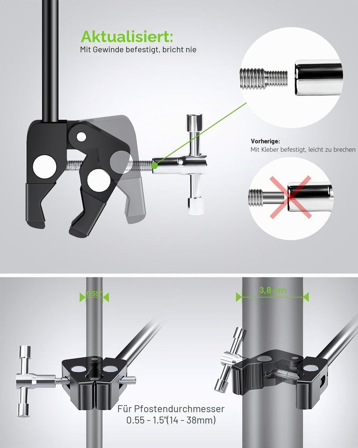 elitehood Neueste Aluminium iPad Halterung Mikrofonständer, Seite Tablet Halter Mic Ständer, Verstel