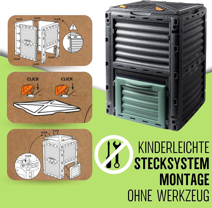 Schauer Gartenkomposter 300 Liter Kunststoff Schnellkomposter Thermokomposter Kompost Abfall Box Kom