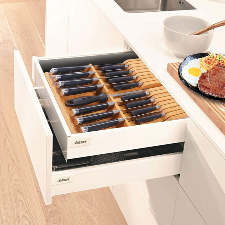 Utoplike Messerblock Bambus für Küchenmesser, Steakmesser-Halter, passend für 16 Messer und 1 Wetzst