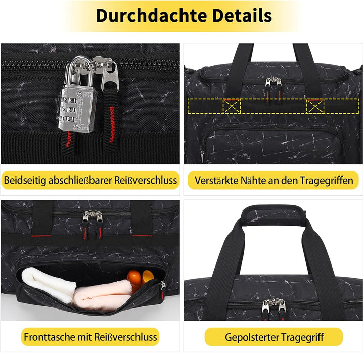 ZZY 55L Sporttasche Herren mit 2 Seitentaschen grosse Reisetasche für Fitness, Training und Reisen 5