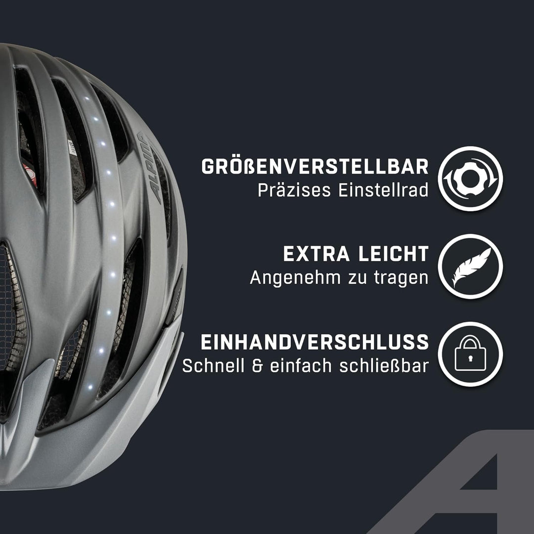 ALPINA HAGA LED - Stossabsorbierender, Beleuchteter & Optimal Anpassbarer Fahrradhelm Mit Integriert