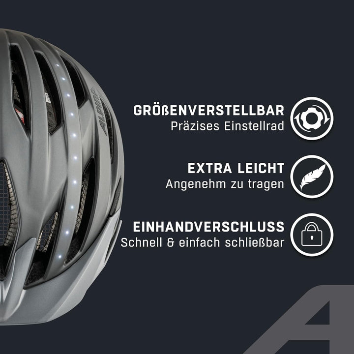 ALPINA HAGA LED - Stossabsorbierender, Beleuchteter & Optimal Anpassbarer Fahrradhelm Mit Integriert