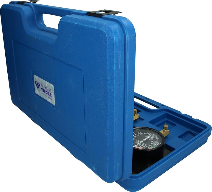 BRILLIANT TOOLS BT581200 Synchron-Vergaser-Testgerät | mit 4 Sync hronuhren | 26-tlg. [Powered by KS