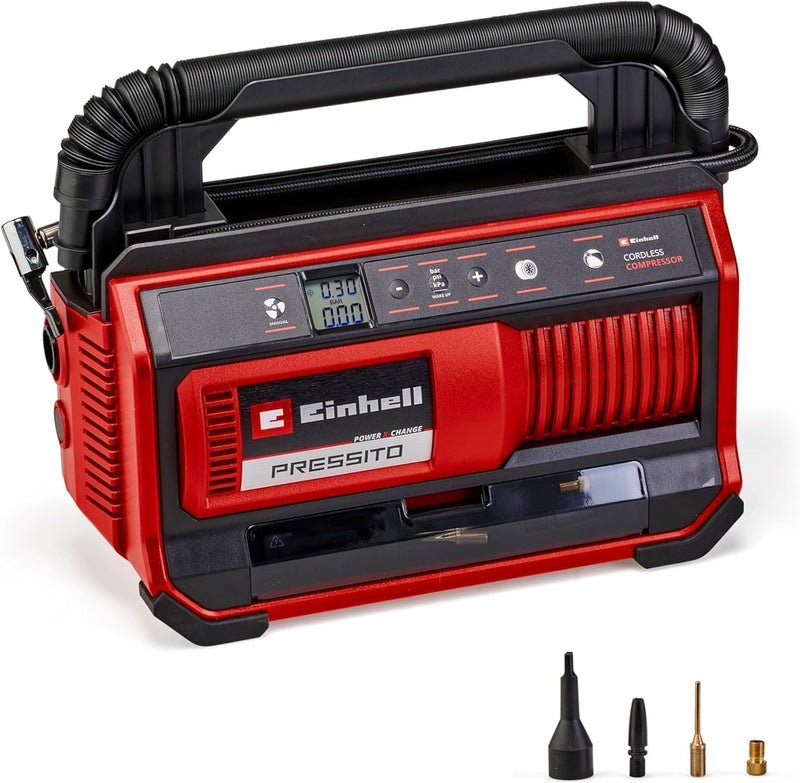 Einhell Akku-Kompressor PRESSITO 18/25 Power X-Change (18 V, max. 11 bar, inkl. 3-tlg. Adapter-Set,