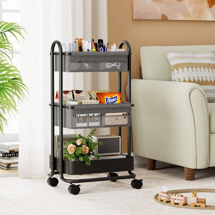 3 Etagen Beweglicher Windeltasche Organizer, Baby Windel Caddy Organizer, Wickeltisch Rollwagen mit