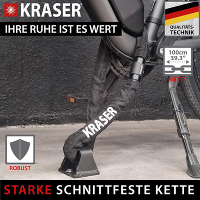 KRASER KR620 Fahrradschloss Fahrrad Kettenschloss mit wasserdichter Abdeckung 360 Grad Drehbares Ver