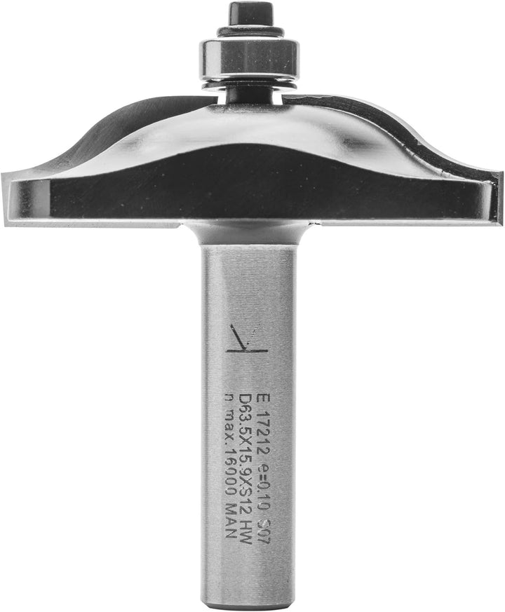 ENT 17212 Abplattfräser Karnisprofil HW, Schaft (S) 12 mm, Durchmesser (D) 63,5 mm, NL 15,9 mm, R 15