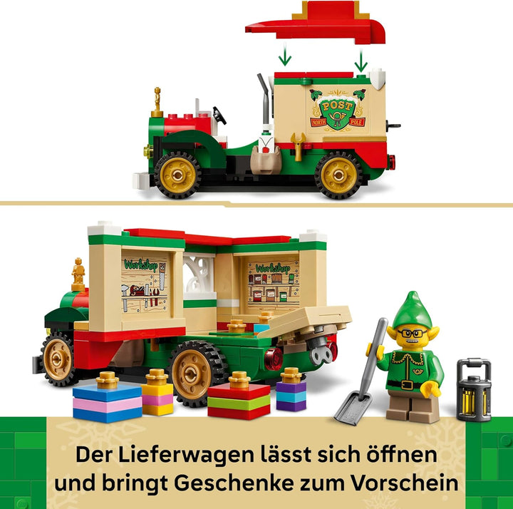 LEGO Lieferwagen des Weihnachtsmanns - Farbenfrohes Spielzeug Auto mit Weihnachtsbaum, Geschenken un