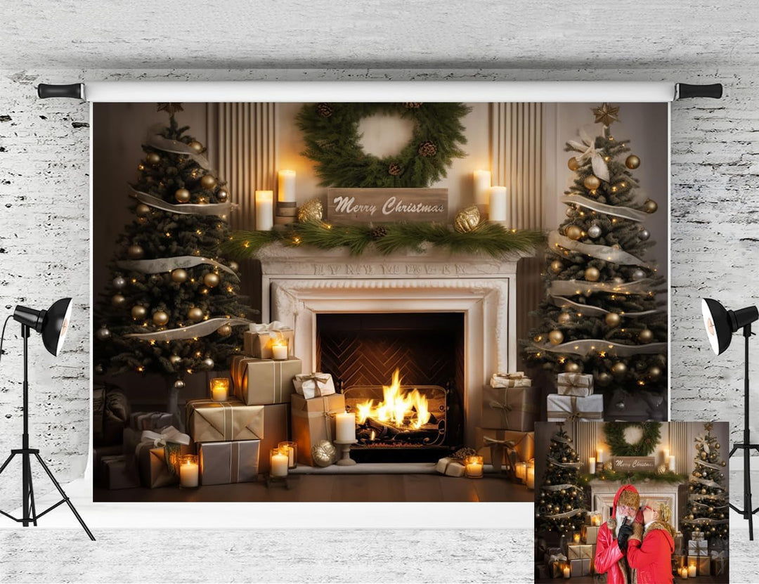 Kate 2.2x1.5m Weihnachtsbaum Hintergründe Kamin Backdrop Party Dekoration Hintergrund Weihnachten Fo