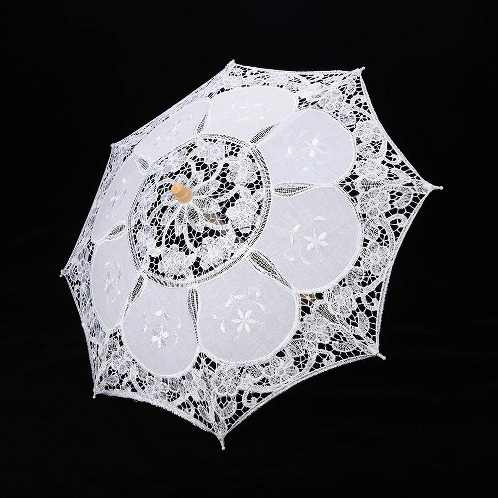 Zerodis Spitze Blumenschirm, handgemachte Stickerei Sonnenschirm Hochzeit Braut Fotografie Sonnensch