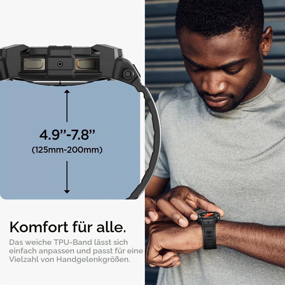 Spigen Rugged Armor Pro Hülle mit Armband Kompatibel mit Samsung Galaxy Watch 7 40mm (2024) - Matt S