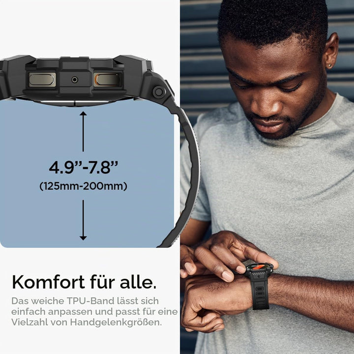 Spigen Rugged Armor Pro Hülle mit Armband Kompatibel mit Samsung Galaxy Watch 7 40mm (2024) - Matt S