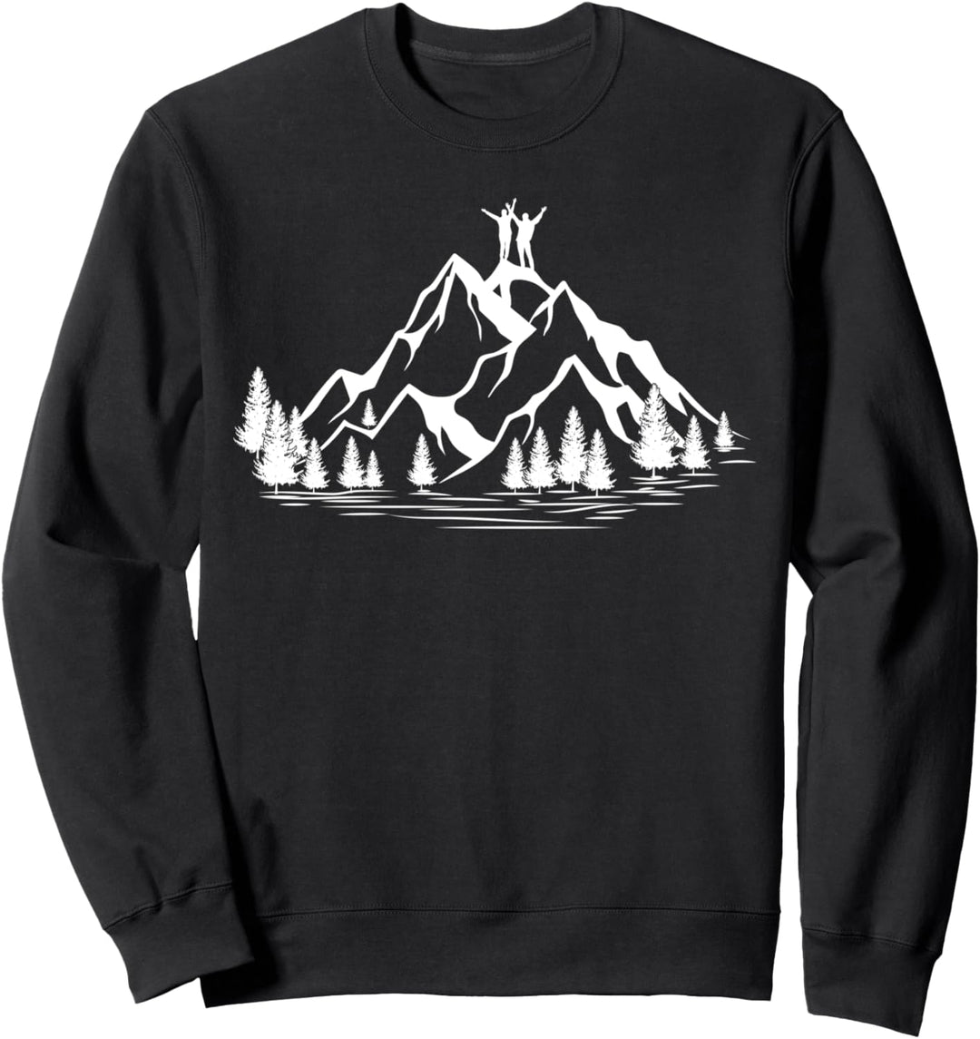 Berge Wander Design mit erfolgreichem Paar auf dem Gipfel Sweatshirt
