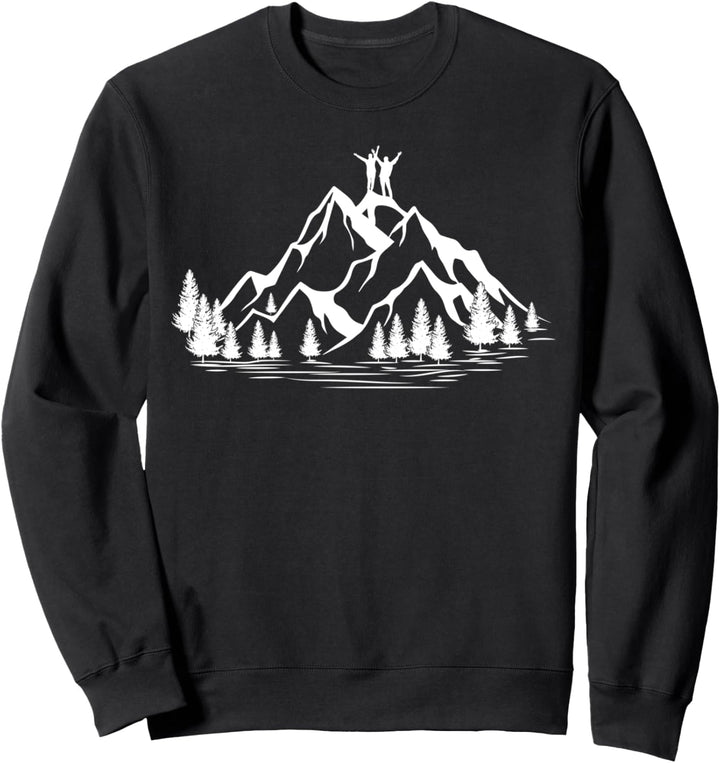 Berge Wander Design mit erfolgreichem Paar auf dem Gipfel Sweatshirt