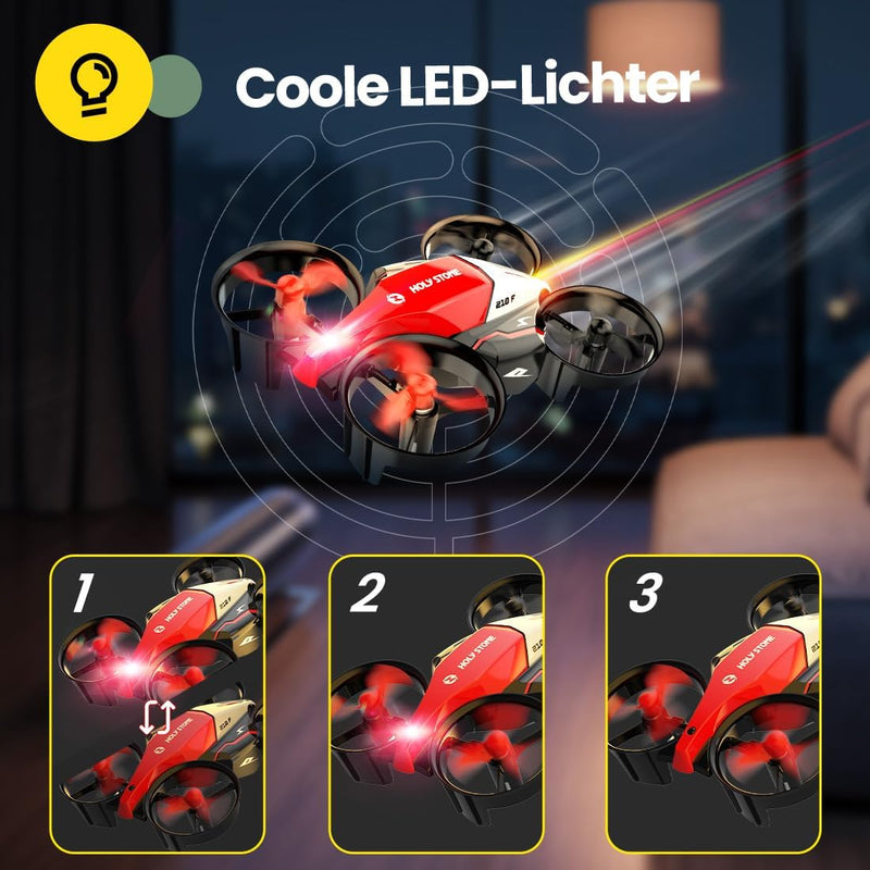 Holy Stone HS210F Mini Drohne für Kinder, 2 in 1 RC Quadcopter Drohnen mit Land- und Flugmodus,LED L