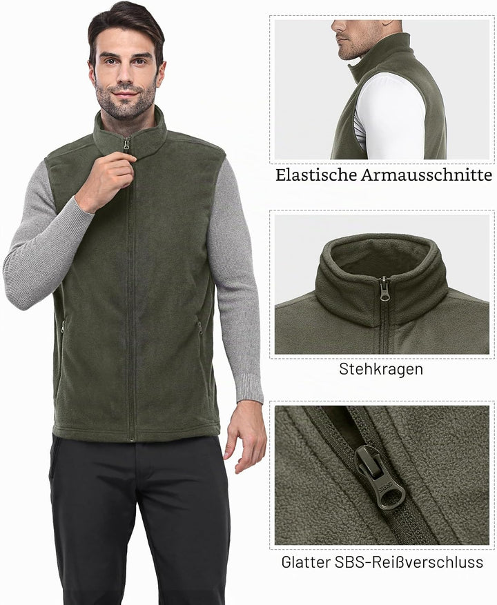 Outdoor Ventures Fleece Weste Herren Leicht Ärmellose Fleeceweste Jacke Winddicht Warm Gefütterte Wi