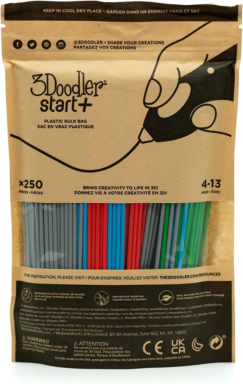 3Doodler 3DS-ECO-MIX2-250 3D-Stift-Nachfüllpackung aus Kunststoff, 250 Stück – Mix 2 (Primary Pow),