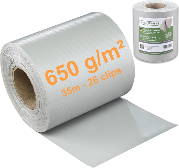 workingHOUSE Premium PVC Sichtschutzstreifen für Doppelstabmattenzaun - 650g/m² 35 m x 19 cm - Zauns