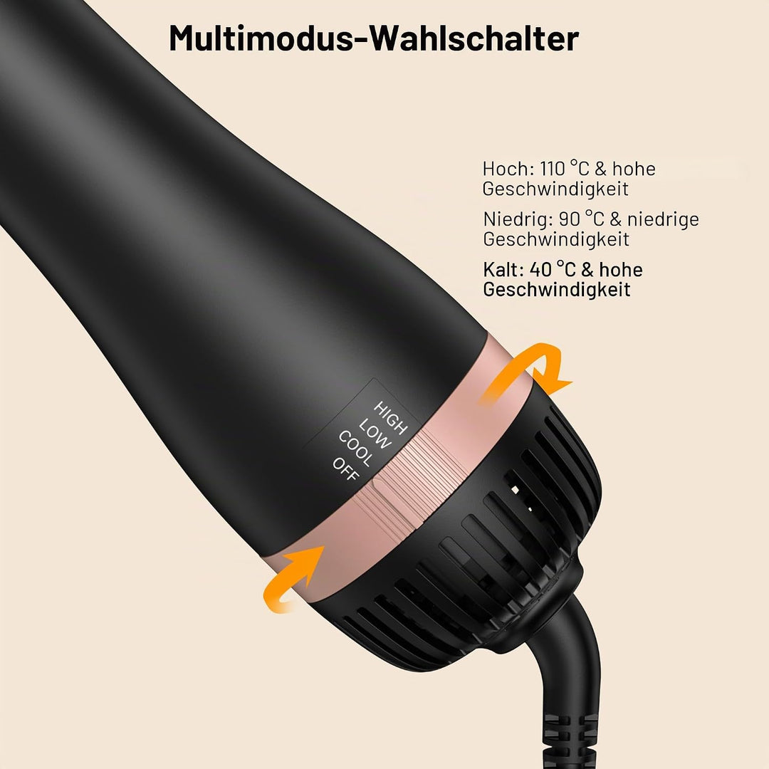 Haartrocknerbürste, Heissluftbürste | Ionische Keramik-ovaler Behälter (60 mm) | Negativ-Ionen-Anti-