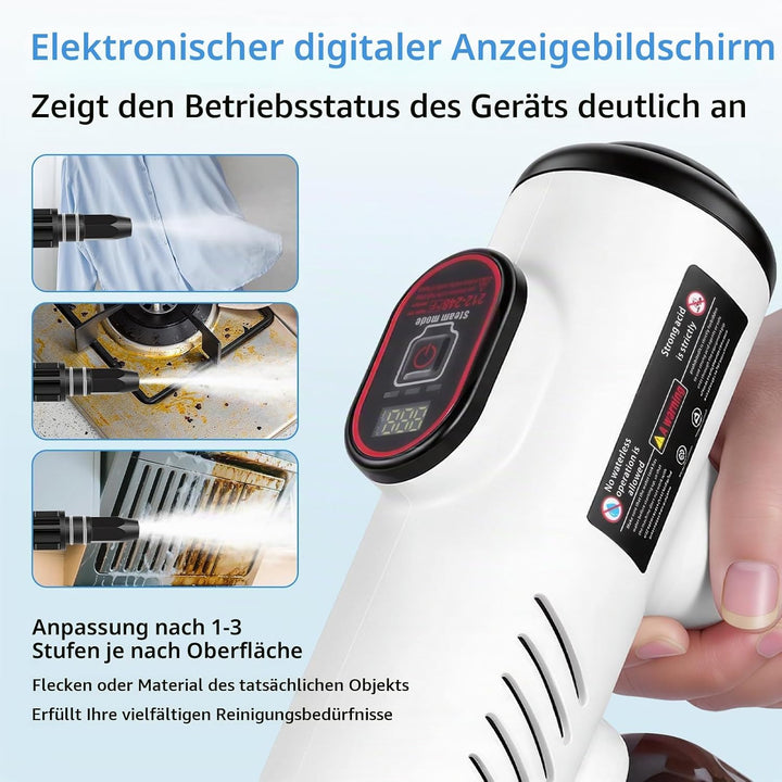 1500W Handdampfreiniger, 15 Sekunden Aufheizzeit, 3 Geschwindigkeitsstufen, 600ml Wassertank Steam C
