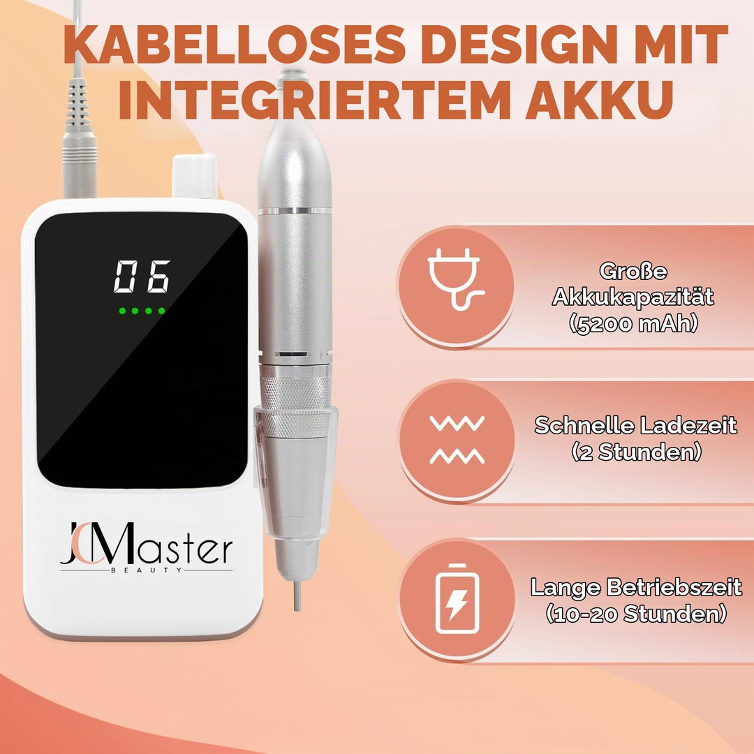 Nagelfräser JCMaster Profi, Fräser Nägel 35.000 U/Min, tragbare Elektrische Nagelfeile für Gelnägel